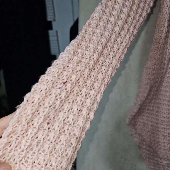 Pink Knit Tunic Sweater Womens Medium Cowl Neck Candy Speckled Chic Winterwear - Picture 5 of 11